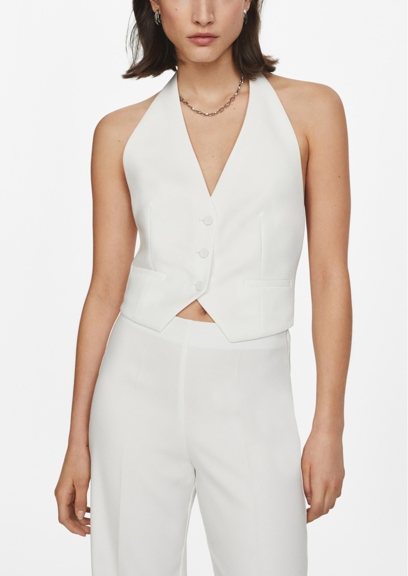 Mango Women's Buttons Detail Suit Vest - White