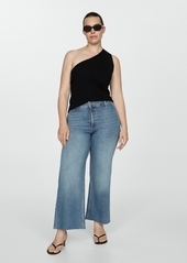 Mango Women's Catherin Culotte High Rise Jeans - Medium Blue