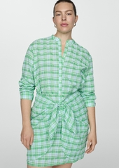 Mango Women's Check Bow Dress - Green