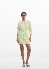 Mango Women's Check Bow Dress - Green