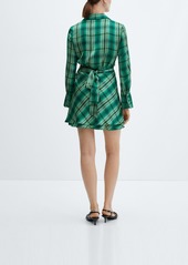 Mango Women's Check Bow Dress - Green