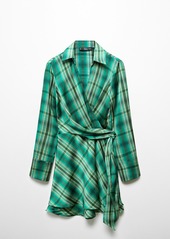 Mango Women's Check Bow Dress - Green