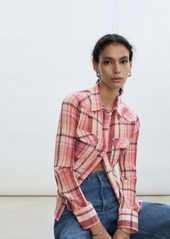 Mango Women's Check Cotton Shirt - Pink