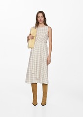 Mango Women's Check-Print Midi-Dress - Ecru