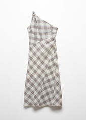 Mango Women's Checkered Asymmetrical Dress - Natural White