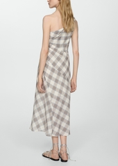 Mango Women's Checkered Asymmetrical Dress - Natural White