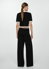 Mango Women's Contrast Piping Straight-Fit Pants - Black