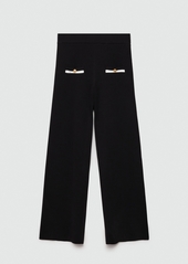 Mango Women's Contrast Piping Straight-Fit Pants - Black