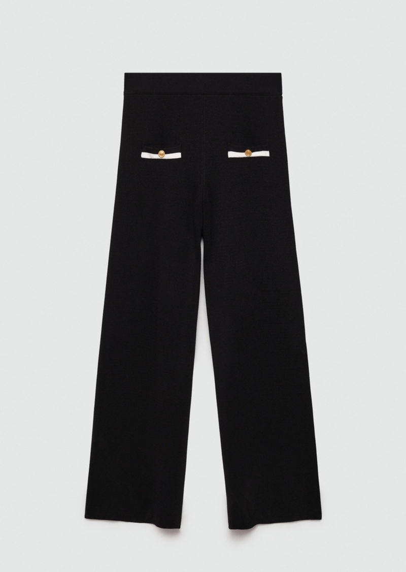 Mango Women's Contrast Piping Straight-Fit Pants - Black