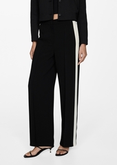 Mango Women's Contrasting Sides Striped Pants - Black