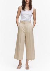 Mango Women's Cotton Culottes Trousers - Beige