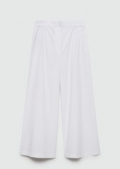 Mango Women's Cotton Wide Leg Trousers - White