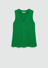 Mango Women's Crochet Knitted Vest - Green