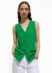 Mango Women's Crochet Knitted Vest - Green