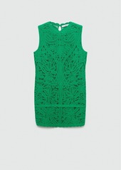 Mango Women's Crochet Short Dress - Pastel Green