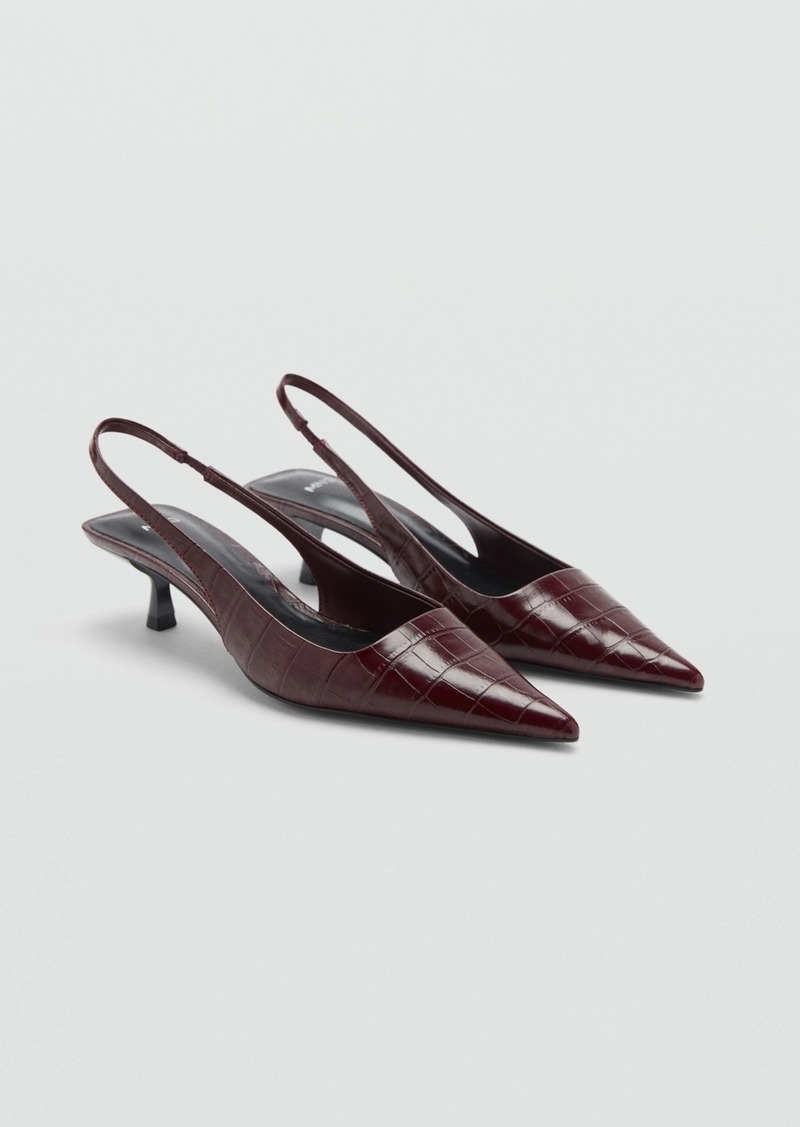 Mango Women's Crocodile Kitten-Heel Shoes - Burgundy