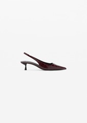 Mango Women's Crocodile Kitten-Heel Shoes - Burgundy