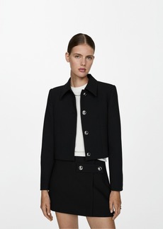 Mango Women's Crop Button Jacket - Black