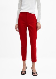 Mango Women's Crop Skinny Pants - Red