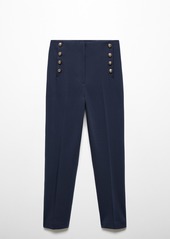 Mango Women's Cropped Button Pants - Navy