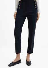 Mango Women's Cropped Button Pants - Navy