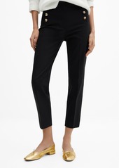 Mango Women's Cropped Button Pants - Black