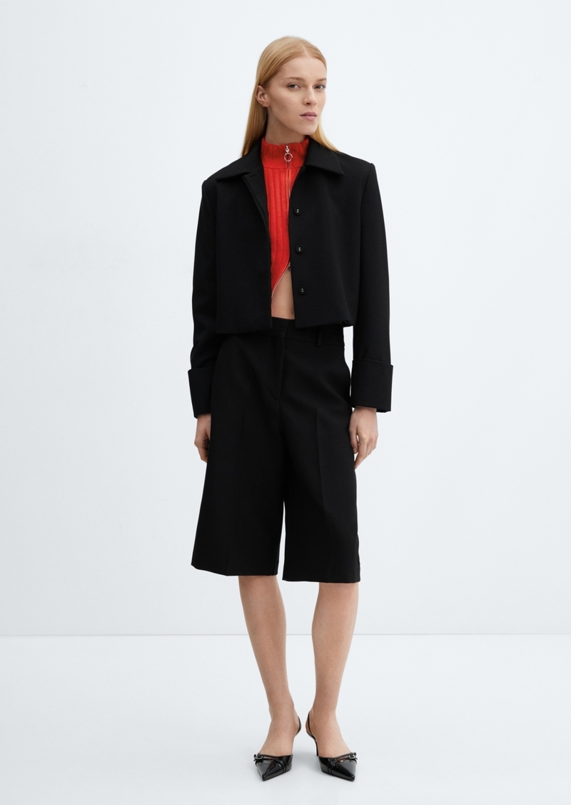 Mango Women's Cropped Suit Jacket - Black