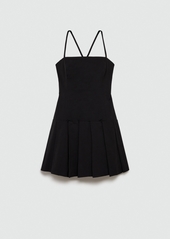 Mango Women's Crossed Back Pleated Dress - Black