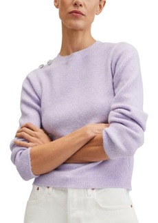 MANGO Women's Crystal Button Sweater in Light/Pastel Purple at Nordstrom