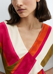 Mango Women's Cut-Out Striped Dress - Light Beige