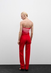 Mango Women's Decorative Seams Straight-Fit Pants - Red