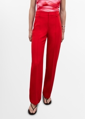 Mango Women's Decorative Seams Straight-Fit Pants - Red