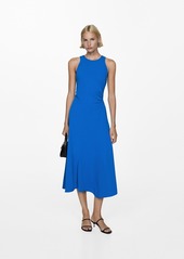 Mango Women's Draped Detail Midi-Dress - Blue