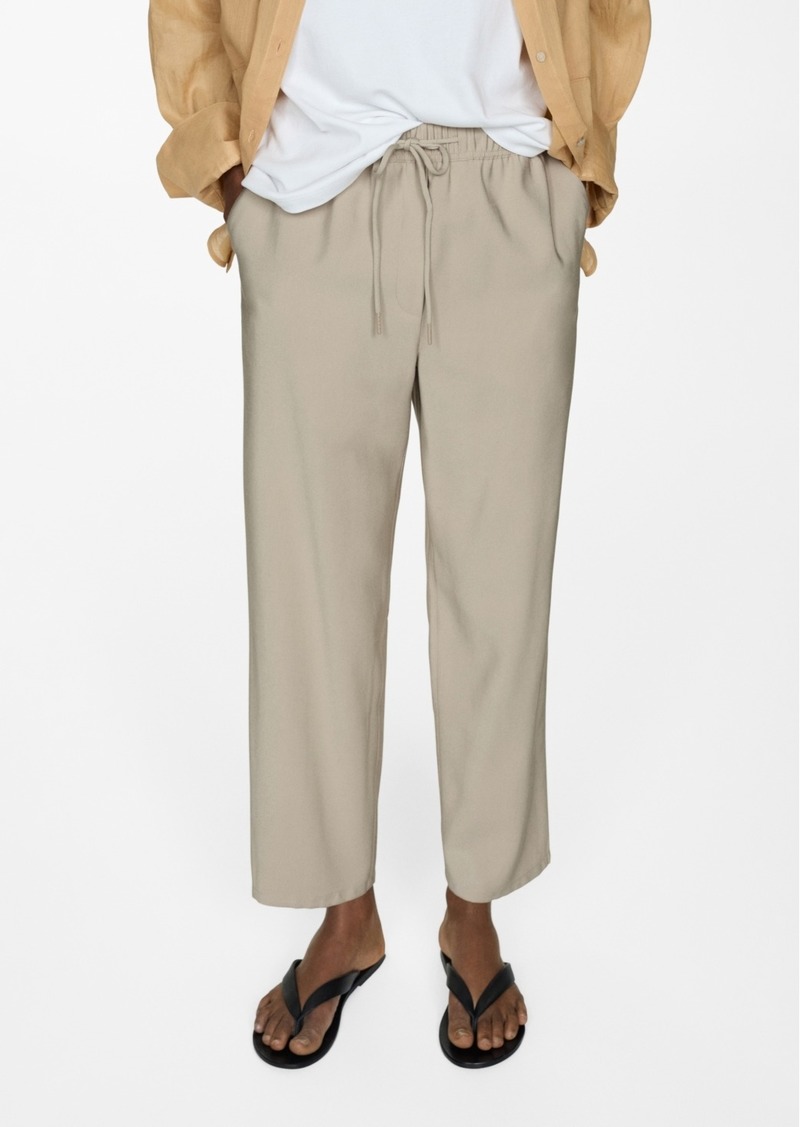 Mango Women's Drawstring Jogger Trousers - Beige