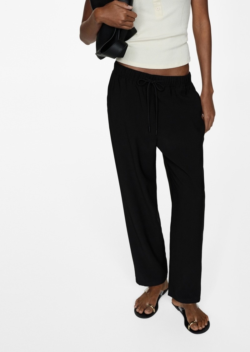 Mango Women's Drawstring Jogger Trousers - Black