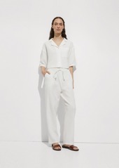 Mango Women's Elastic Waist Cotton Pants - Off White