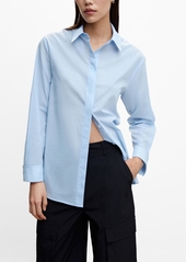 Mango Women's Essential Cotton-Blend Shirt - Sky Blue