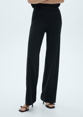 Mango Women's Fine-Knit Wideleg Pants - Black