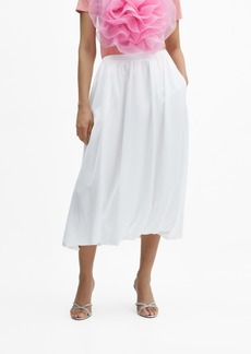 Mango Women's Flared Midi Skirt - White