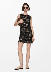 Mango Women's Floral Crochet Dress - Black