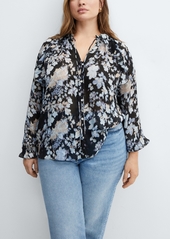 Mango Women's Floral-Print Flowy Blouse - Medium Bro