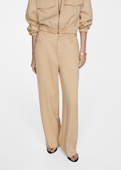 Mango Women's Flowy Straight-Fit Pants - Beige