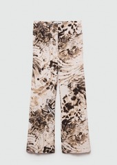 Mango Women's Fluid Animal-Print Pants - Ecru