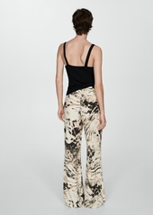 Mango Women's Fluid Animal-Print Pants - Ecru