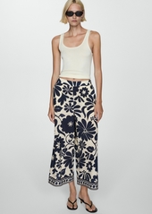 Mango Women's Fluid Floral-Print Pants - Blue