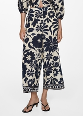 Mango Women's Fluid Floral-Print Pants - Blue