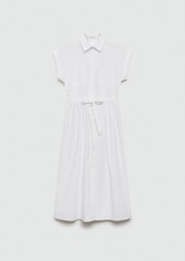 Mango Women's Gathered Waist Shirt Dress - White