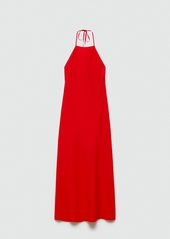 Mango Women's Halter-Neck Linen Dress - Red