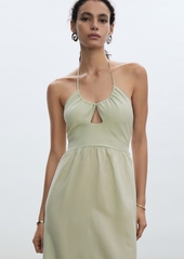 Mango Women's Halter Neck Long Dress - Pastel Green