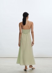 Mango Women's Halter Neck Long Dress - Pastel Green